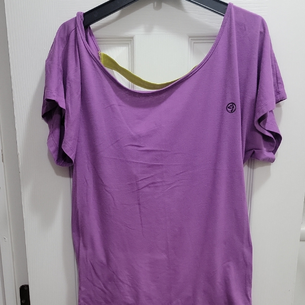 Zumba Fitness Purple Short Sleeve Tee with Yellow Accent